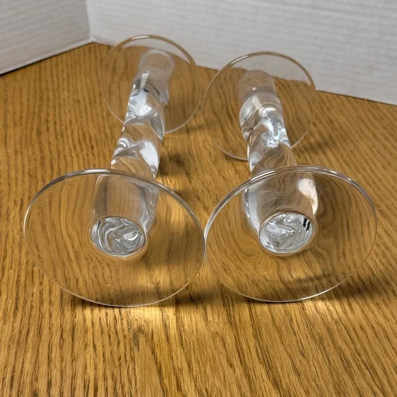 ORREFORS SWEDEN Crystal Clear Glass Candle Holders RARE Twist Design 9.5" - 7.5" - Picture 8 of 11
